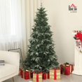 thumbnail image 2 of HOMCOM 6ft Snow Flocked Artificial Christmas Tree with 850 Branch Tips, Metal Base, Hinged Realistic Xmas Tree, Automatic Open, Green, 2 of 8