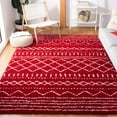 thumbnail image 2 of SAFAVIEH Arizona Teagan Geometric Shag Area Rug, Red/Ivory, 6'7" x 9'2", 2 of 8