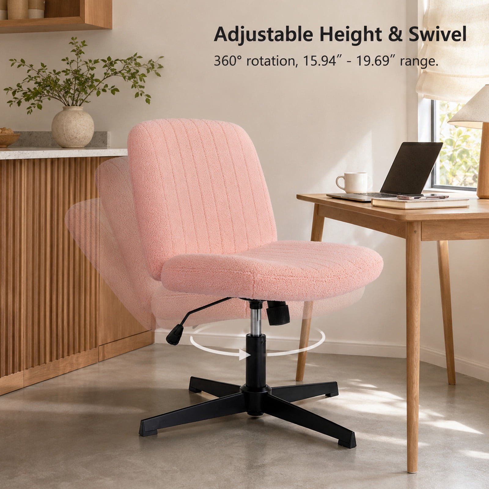 Alvantor Criss Cross Office Chair, No Wheels Armless Swivel, Wide Seat Criss Cross Chair for Home Office & Reading Room