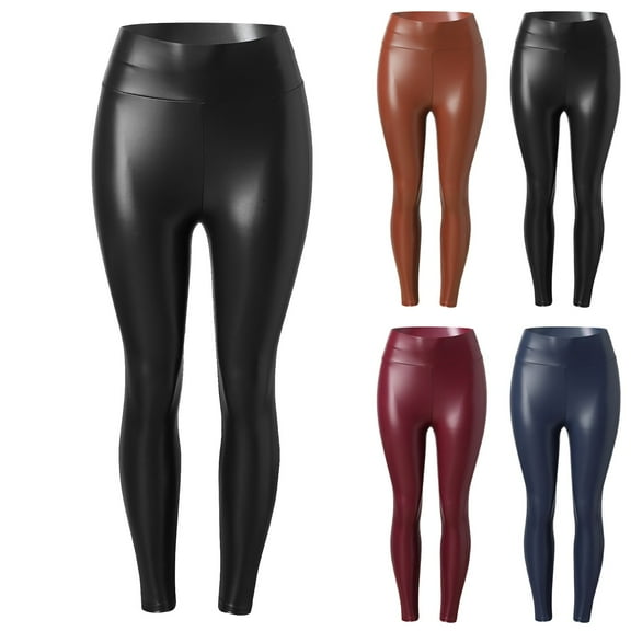 Women's High Waist Faux Leather Leggings Stretchy Comfort Fit Pants for a Fashionable Casual Look