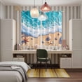 thumbnail image 5 of Ocean Beach Kitchen Curtains 63 Inch Length, Coastal Nautical Starfish Shells Sea Waves Grommet Top Bedroom Living Room Curtains, Light Filtering Cafe Curtain Drapes 2 Panels Set 84''x63'', 5 of 9
