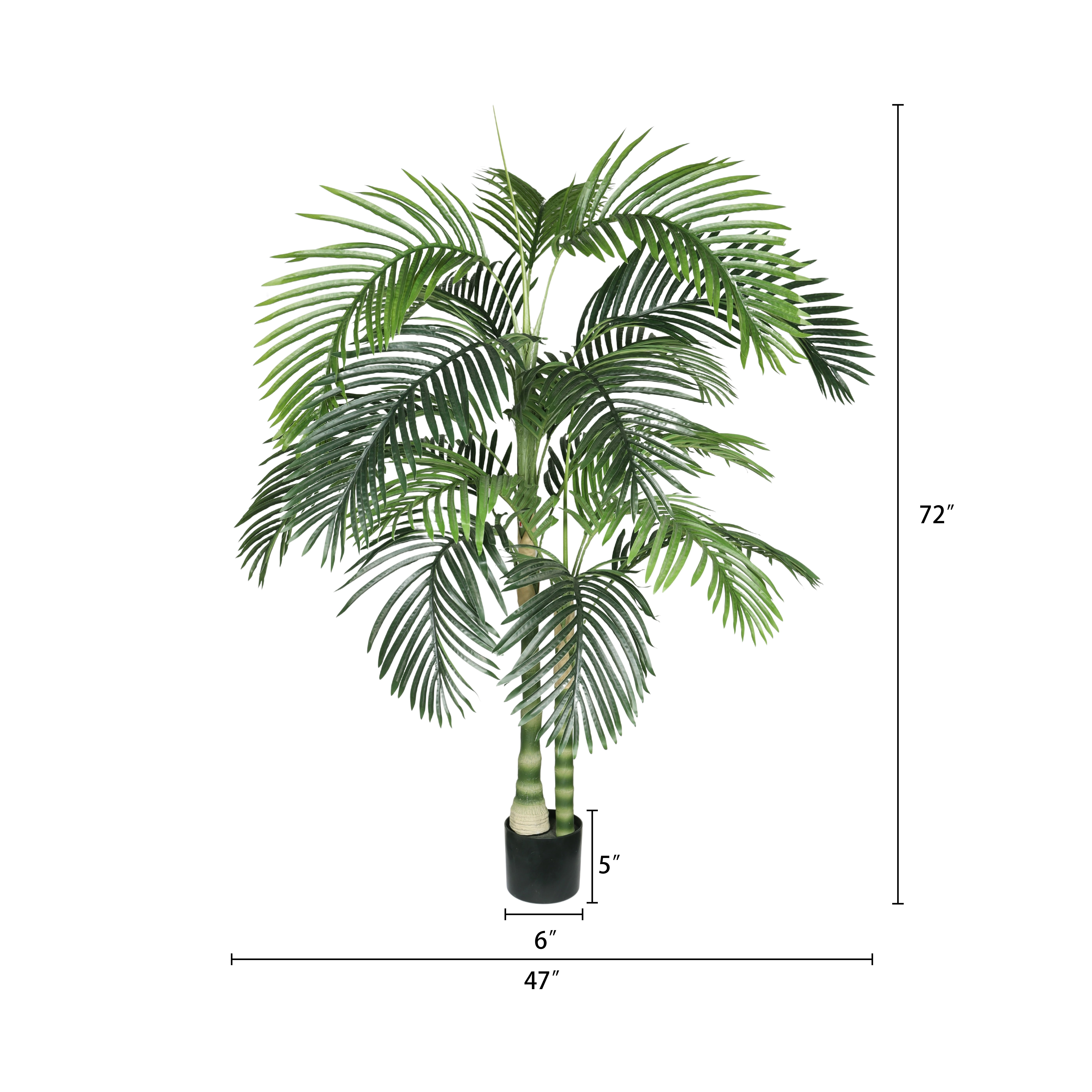 Leumius 6FT Artificial Palm Tree with Black Plastic Pot, Realistic Faux Tropical Plant for Indoor/Outdoor Decor