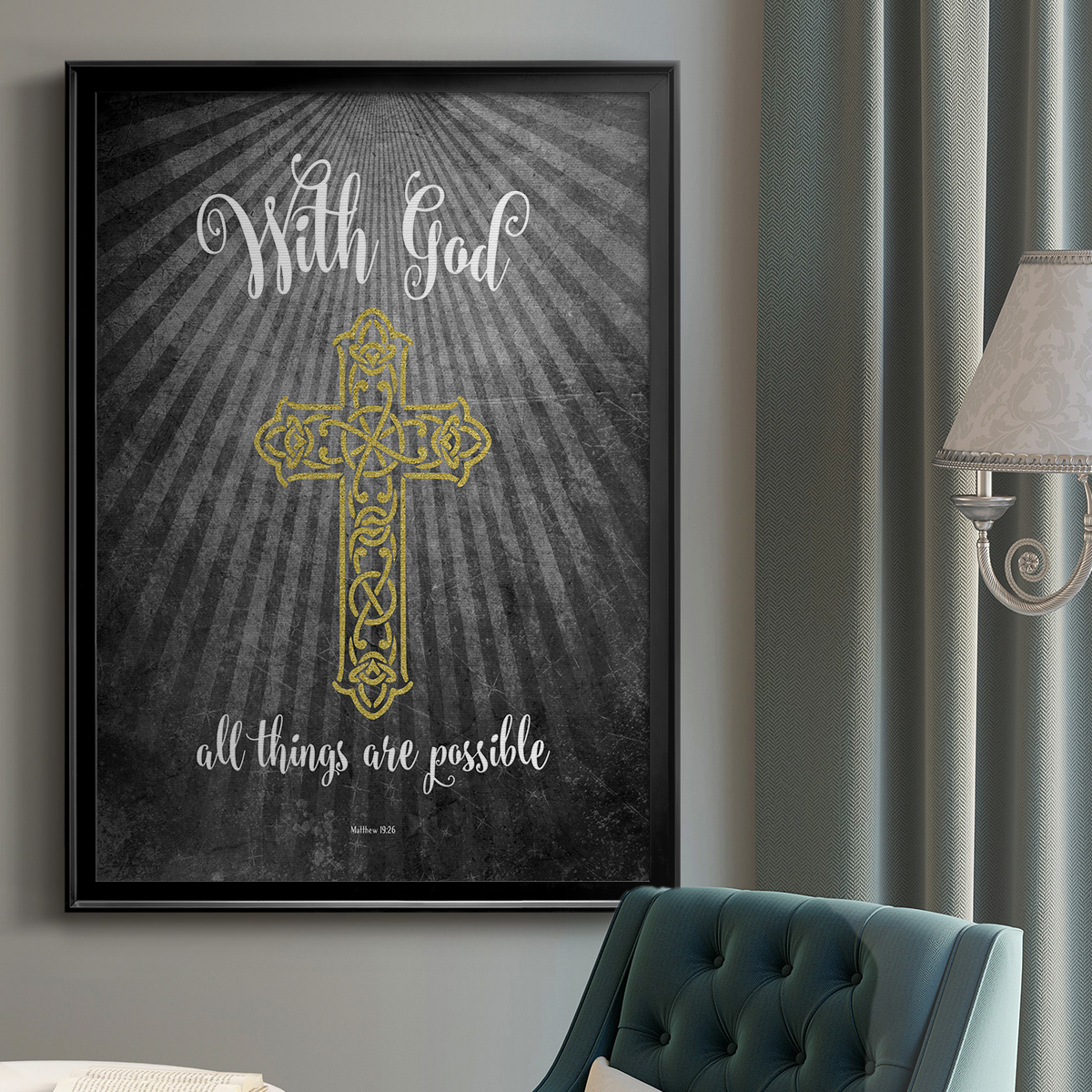 With God Gold Premium Classic Framed Print - Ready to Hang