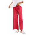 thumbnail image 6 of Wide Leg Linen Pants for Women, Audhol Womens Daily Elastic Waist Pockets Straight Solid Color Casual Pants Loose Long Trousers Linen Slacks for Women Red 2XL, 6 of 10