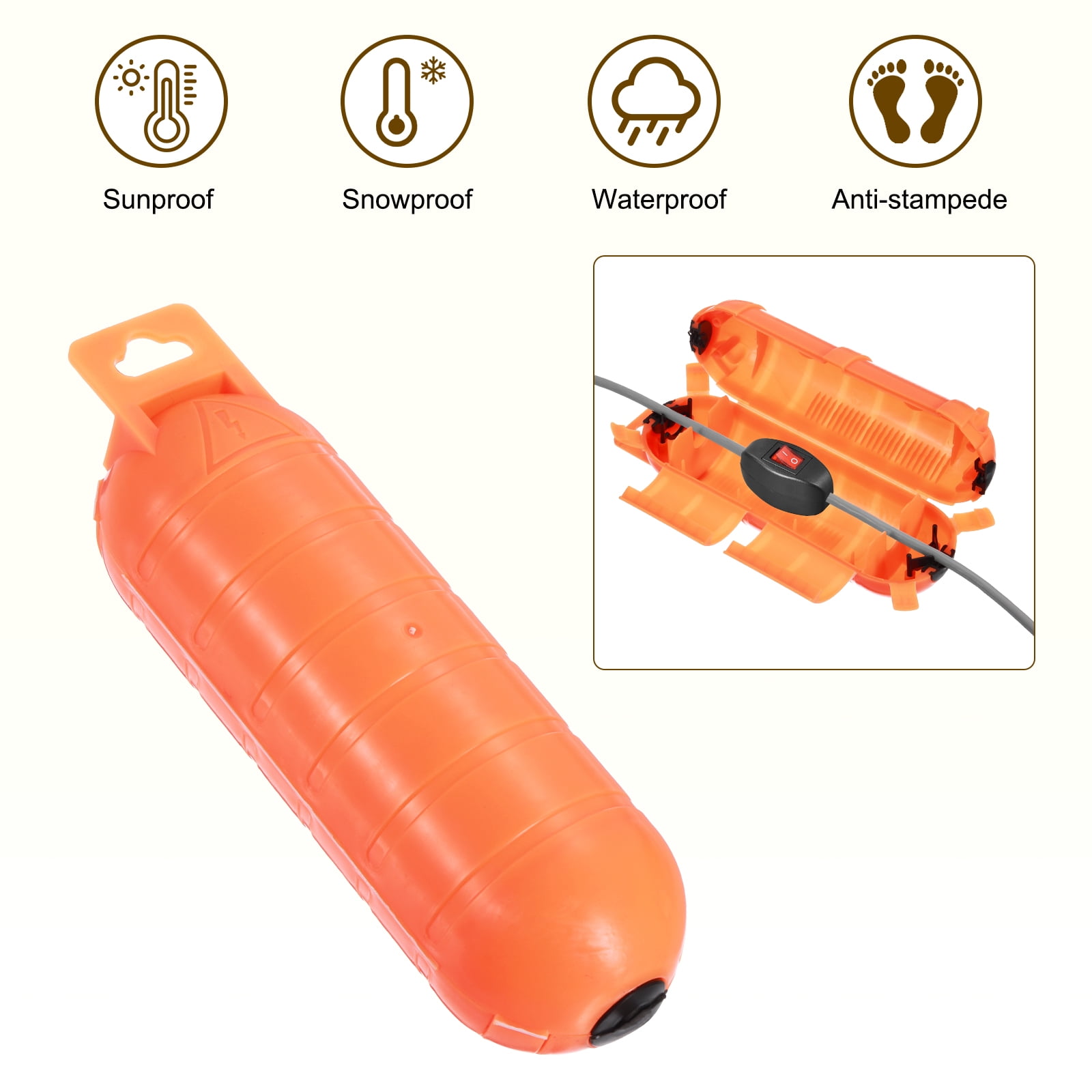 3pcs Extension Cord Cover IP44 Water-Resistant Electrical Connection Box, Orange