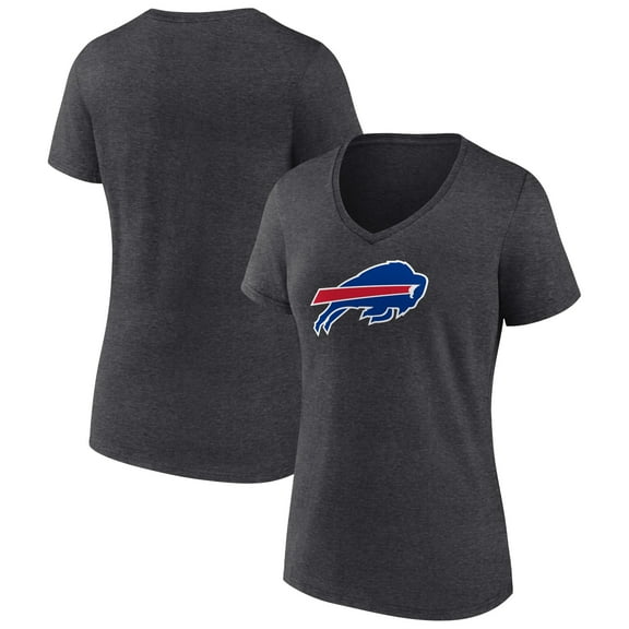 Women's Charcoal Buffalo Bills Primary Team Logo V-Neck T-Shirt