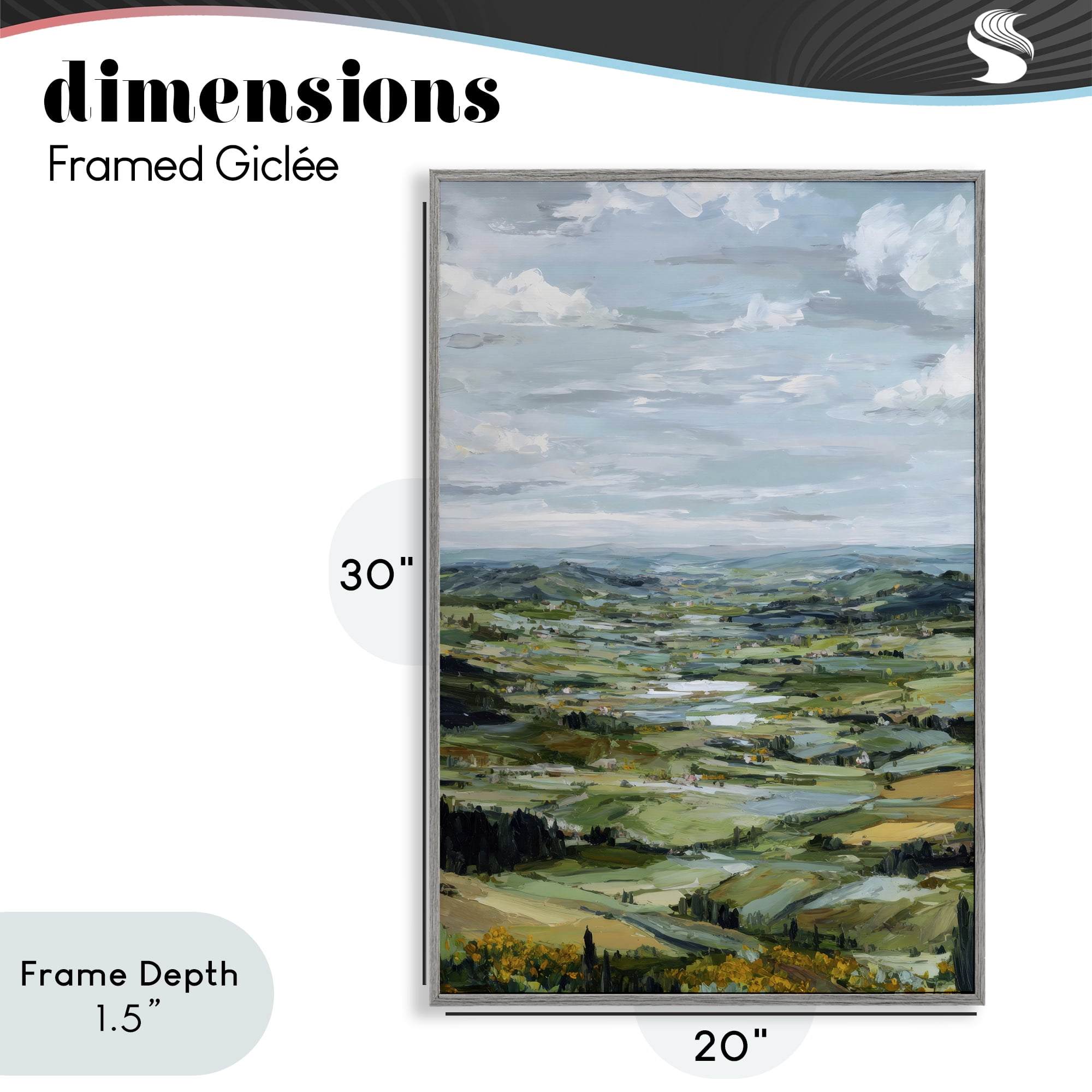 Stupell Industries Valley Living with Verdant Hills Gray Framed Giclee Art, design by Petal Prints Design