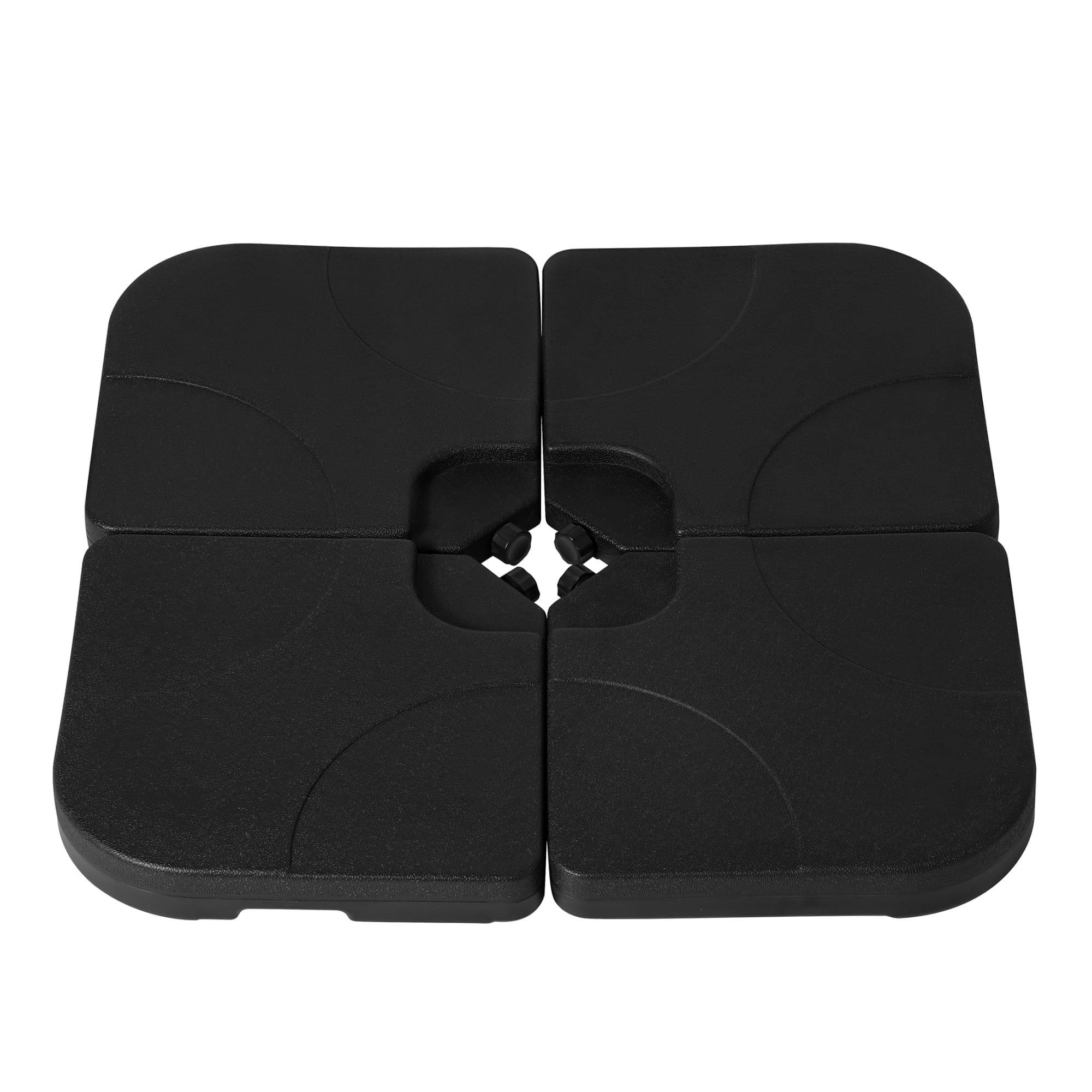 WestinTrends 4PC Universal Plastic Fillable Offset Cantilever Umbrella Base Stand Weights for Outdoor Patio Heavy Duty UV Resistant, Black