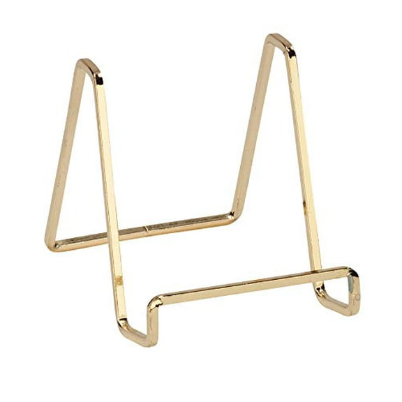 Tripar 4" Brass Plated Square Wire Display Stand for Plates, Artwork, Framed Photographs