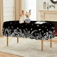 thumbnail image 3 of Christmas Tablecloth 60×84 Inch Oval, Floral Leaf Black Washable Table Cover for Party Picnic Dinner Decor, 3 of 6