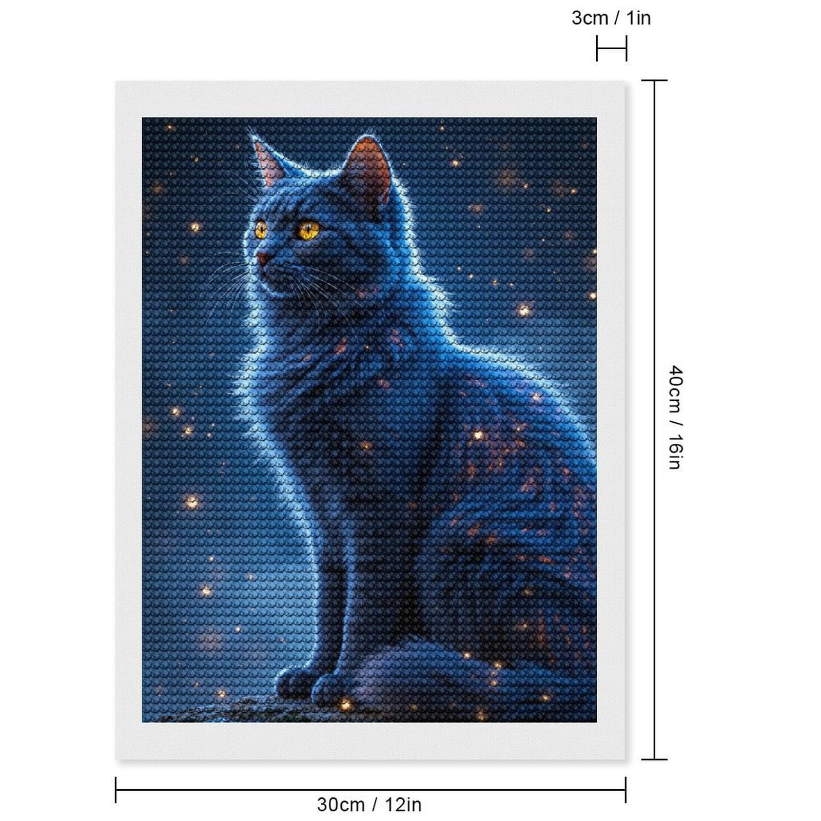 Diamond Art Kits for Adults, Mystical Blue Cat Under Stars 5D Diamond Painting Kits for Adults Beginners, DIY Full Drill Diamond Painting, Gem Art and Crafts 12x16