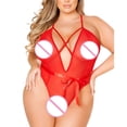 thumbnail image 2 of HUPOM Ladies Underwear Panties Mid Waist Pull-On Jumpsuit Sleep Pajamas on Clearance Red Size S, 2 of 5