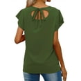 thumbnail image 5 of Women Strappy Back Cutout Short Sleeve Round Neck Plain Tee Shirt, 5 of 5