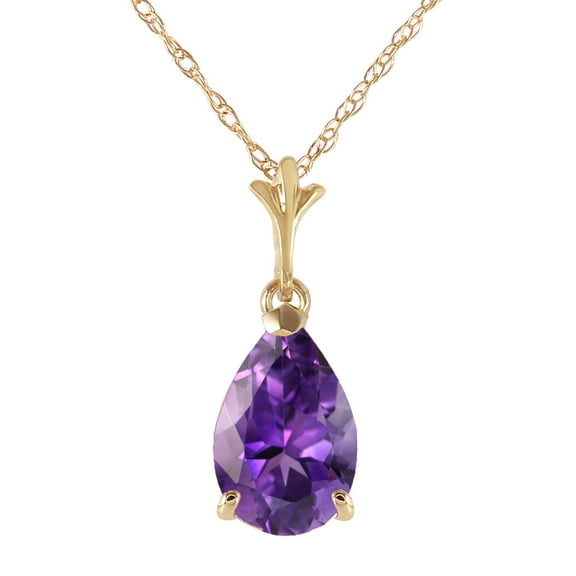 Galaxy Gold GG 14K Yellow Gold Amethyst Pendant Necklace - February Birthstone - Peace & Wisdom - 16" to 24" - Fine Jewelry for Women