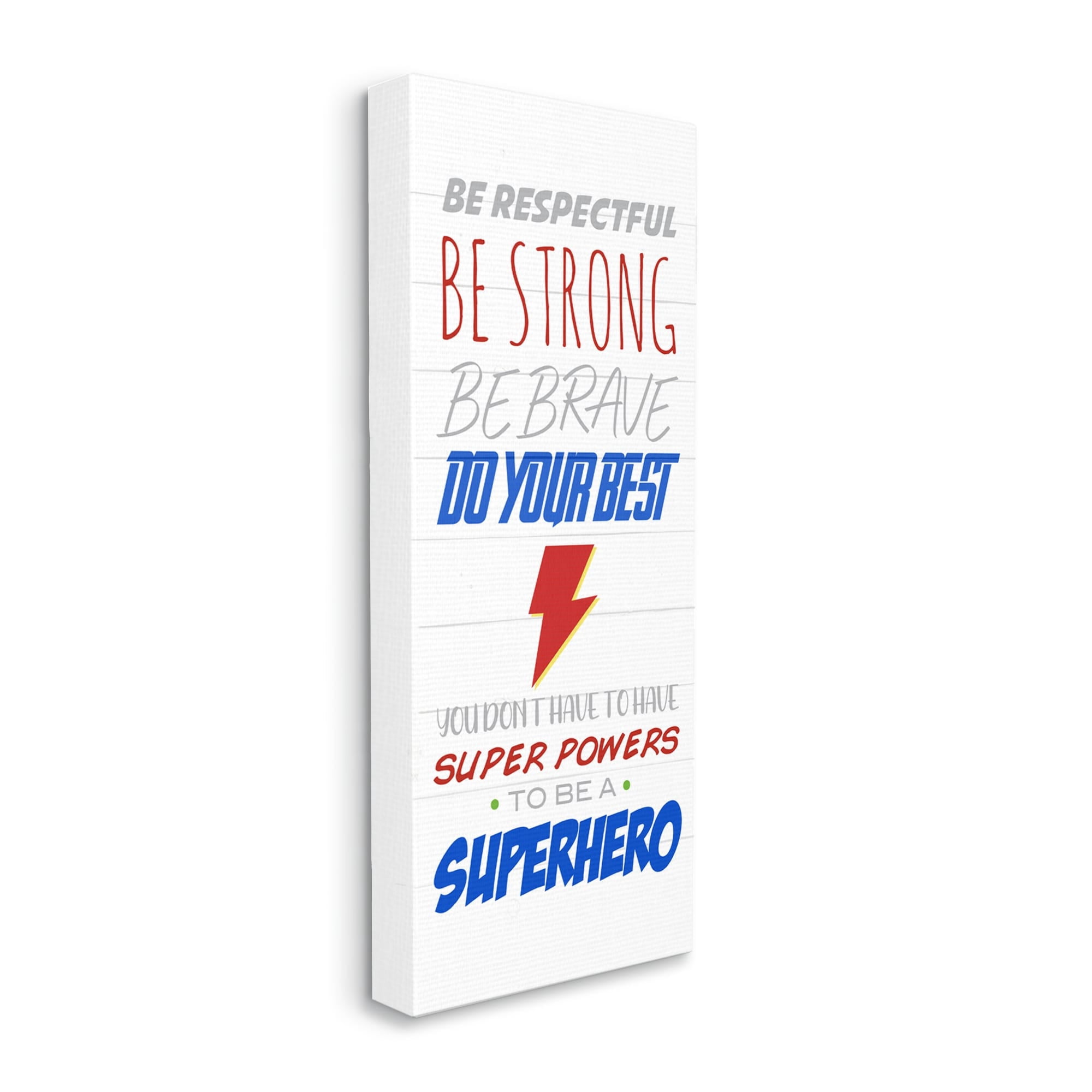 Stupell Industries Superheroes Do Their Best Phrase Thunderbolt Symbol ,13 x 30, Design by Anna Quach