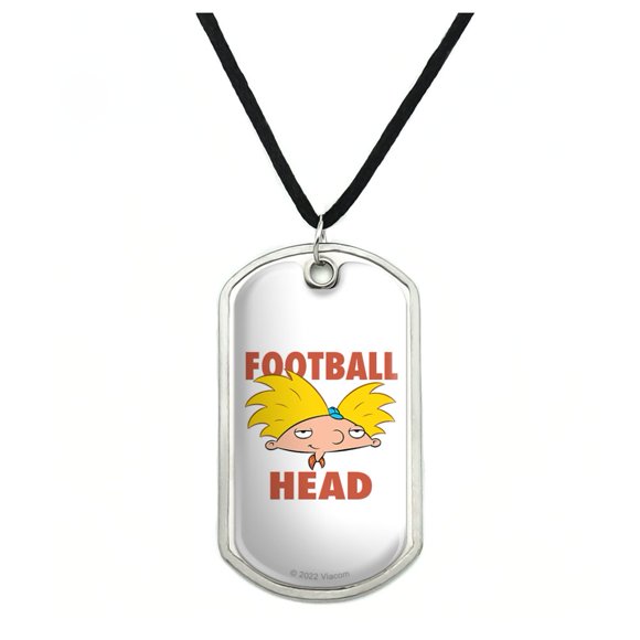 Hey Arnold! Football Head Military Dog Tag Pendant Necklace with Cord
