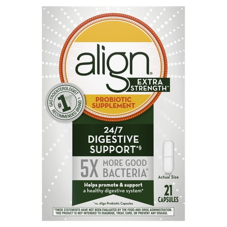 Align Extra Strength Probiotic, Probiotic Supplement for Digestive Health in Men and Women, 21 capsules, #1 Doctor Recommended Probiotics Brand