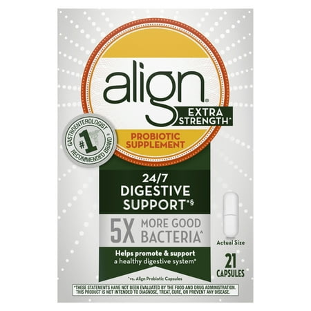Align Extra Strength Probiotic, Probiotic Supplement for Digestive Health in Men and Women, 21 capsules, #1 Doctor Recommended Probiotics Brand