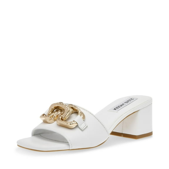 Steve Madden Women's Santana Heeled Sandal, White Leather, 8