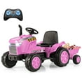 thumbnail image 1 of Gymax 2-in-1 Electric Toy Car 12V Kids Ride On Tractor w/ Trailer Remote Control Lights Pink, 1 of 10