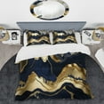 thumbnail image 2 of Designart "Mesmerizing Marble Abstraction Blue and Gold I" Abstract Marble Bedding Covert Set - Modern Blue Abstract Bed Set With 2 Shams, 2 of 6