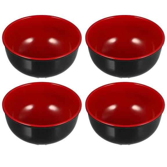 ACDANC Ramen Noodles 4 Pcs Rice Bowl Soup Bowls Household Hand-Pulled Container Red Melamine Bowls