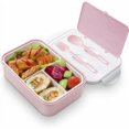 thumbnail image 1 of Fiambrera Bento Fiambrera de 3 compartimentos para microondas/congelador para adultos y niños, color rosa, 1 of 5