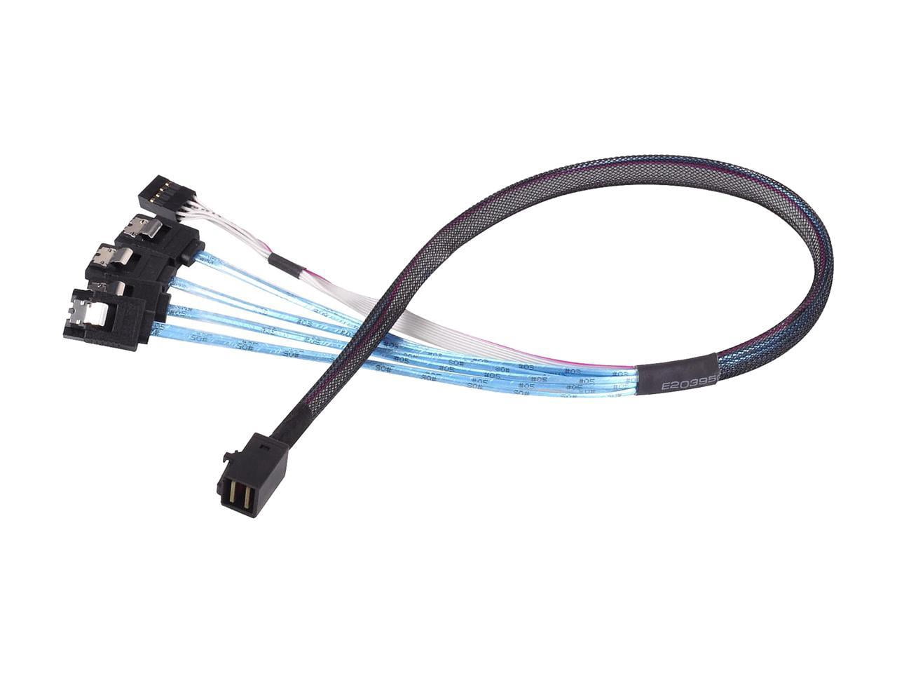 SilverStone 36 Pin Minisas Sff-8643 (Target) to SATA 7Pin (Host) + Sideband Cable 0.6M Components Other CPS05-RE