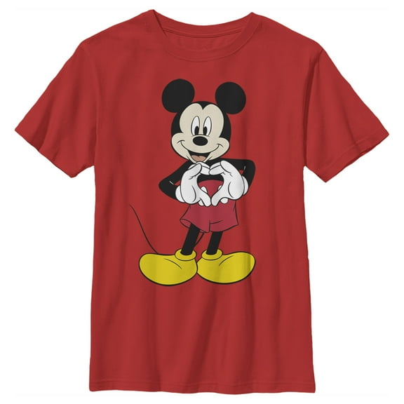 Boy's Mickey & Friends Mickey Mouse Heart Graphic Tee Red Small