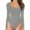 Grey, variant on Women's Crew Neck Long Sleeve Bodysuit Stretchy Second-Skin Top Snap Closure Body Suit for Layering