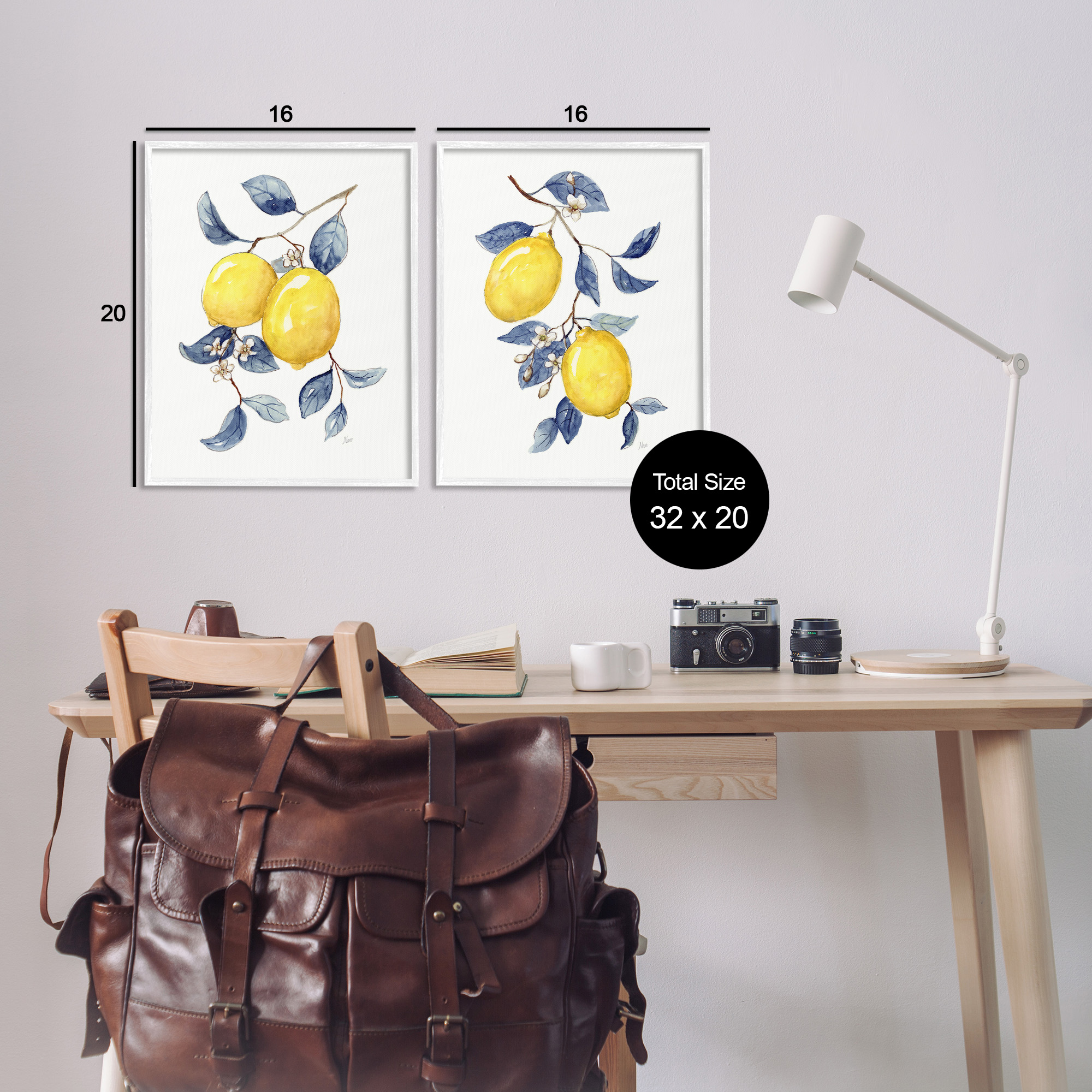 Stupell Industries Budding Lemon Blossoms Food & Beverage Painting White Framed Art Print Wall Art, 16 x 20, Set of 2