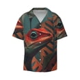 thumbnail image 2 of Lsque Colorful Reptile And Leaves print Men's Cuban Collar Short Sleeve Shirt Summer Beachwear Casual Button Down Fashionable Vacation Leisure Shirt-X-Large, 2 of 7