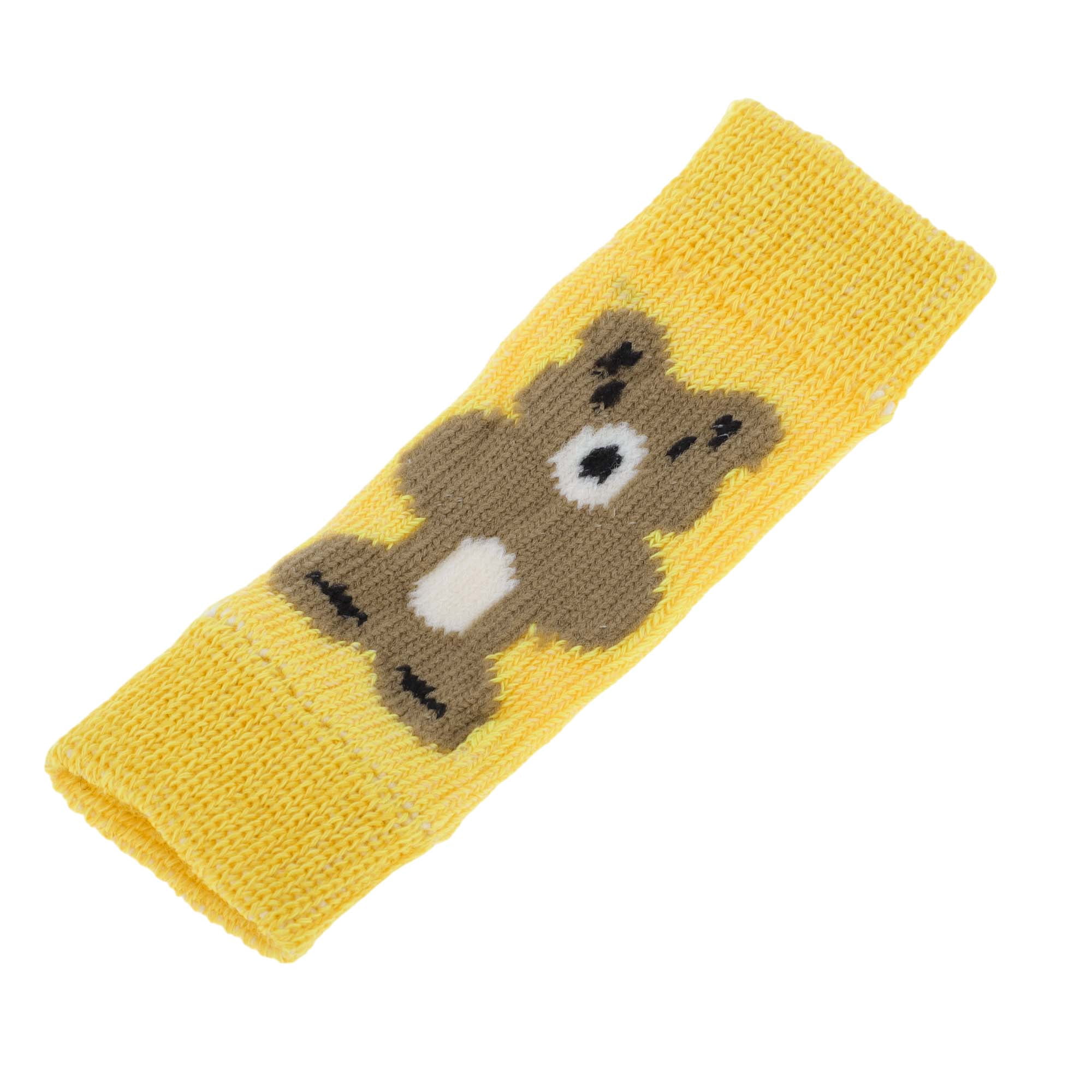 Unique Bargains Pack of 4 Dog Leg Soft Knitted Dog Socks Joint Protection Yellow  Bear S