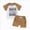 Brown, variant on Gerichy Toddler Boys Clothes Baby Boy Outfit Sets Baby Toddler Boys Clothes Set, 0 3 6 12 18 24 Months Short Sleeve Round Neck Letters Print Loose T shirt Drawstring Short Pants Summer Outfits