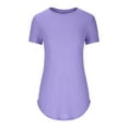 thumbnail image 5 of Women's Short Sleeve Tops Summer Casual Knit Loose Flowy Curved Hem Crew Neck Shirts Soft Breathable Blouses (XL, Purple), 5 of 7