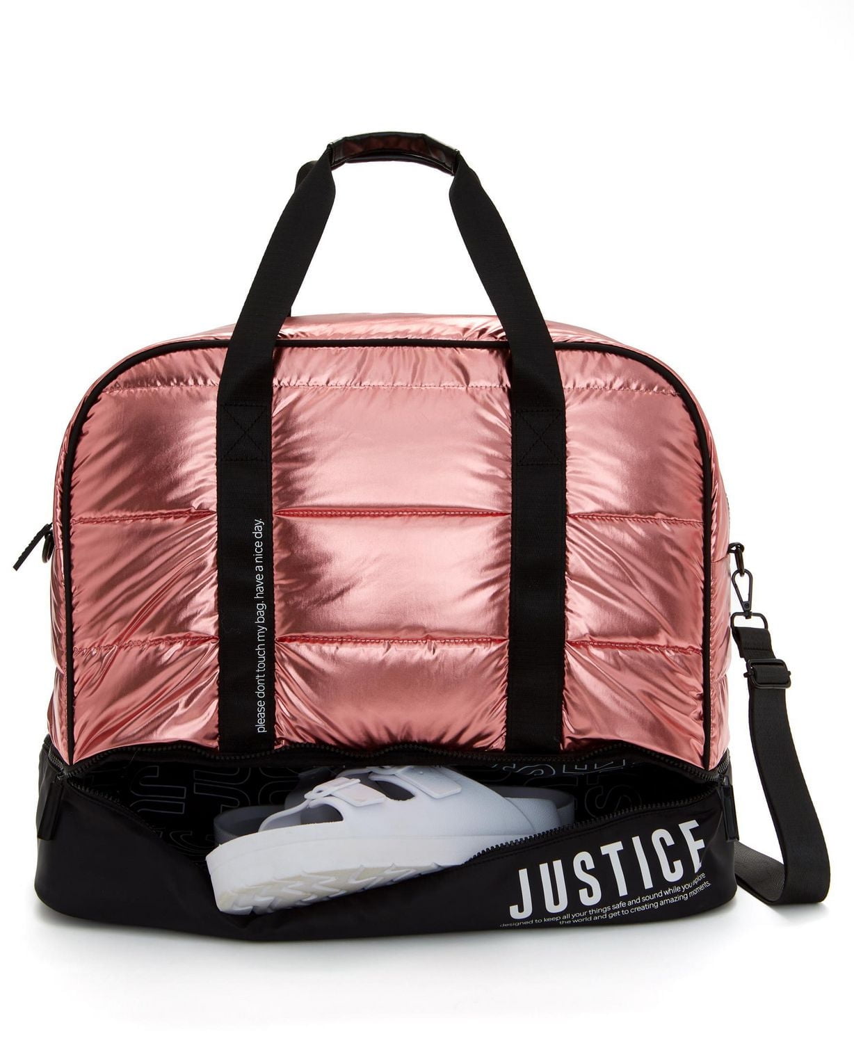 Justice Color Blocked Duffel Bouffante en nylon brillant