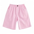 thumbnail image 6 of Girls Shorts Size 10-12 for School Striped Lightweight Pants Summer Stretch Elastic Waist Bermuda Shorts 4-13 Years Pink 150, 6 of 7