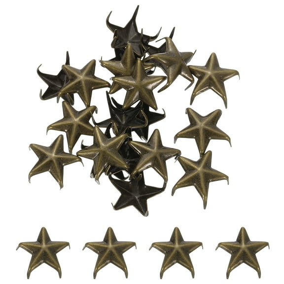 50Pcs Star Studs Rivets, 15mm Metal 5-Claw Nailhead Punk Rivet Stud, Bronze