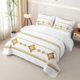 thumbnail image 3 of Castle Fairy Hippie Aztec Twin Quilt Set 2 Pieces,Minimalist Geometric Motif Twin Coverlet Set,White Mustard Gold,1 Bedspread and 1 Pillowcase, 3 of 7