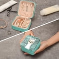 thumbnail image 7 of Coolnut Travel Jewelry Box Cute Llama Alpaca PU Leather Jewelry case Small Portable Jewelry Organizer Box for Rings Earrings Necklaces Bracelets(Green) Women Gifts, 7 of 7
