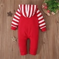 thumbnail image 4 of WOYY My First Valentine's Baby Boy Girl Jumpsuit Letter Print Striped Hooded Romper Onesie, 4 of 7