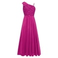 thumbnail image 3 of Hansber Girls Formal Dress One Shoulder Bow Sequin Slit Hem Birthday Party Dress Prom Pageant Ball Gowns Hot Pink 10, 3 of 7
