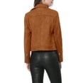 thumbnail image 5 of INSPIRE CHIC Women's Motorcycle Jacket Faux Suede Solid Color Asymmetric Zipper Jacket L Brown, 5 of 9