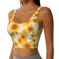 thumbnail image 2 of Pofeuu White Marble Pattern Sunflower Print Sports Bra for Women Sexy Vest Yoga Running Gym Fitness Crop Bras Tops-X-Large, 2 of 8