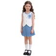 thumbnail image 6 of Owordtank Girls Summer 2 Piece Outfits Sleeveless Button Down Vest with A-Line Cute Pleated Mini Skirt for 2-8 Years, 6 of 8
