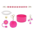 thumbnail image 4 of Juego de accesorios para taza con adorno de flores, bonito juego de colgante para billetera, viajes y coche. Rosa roja, 4 of 9