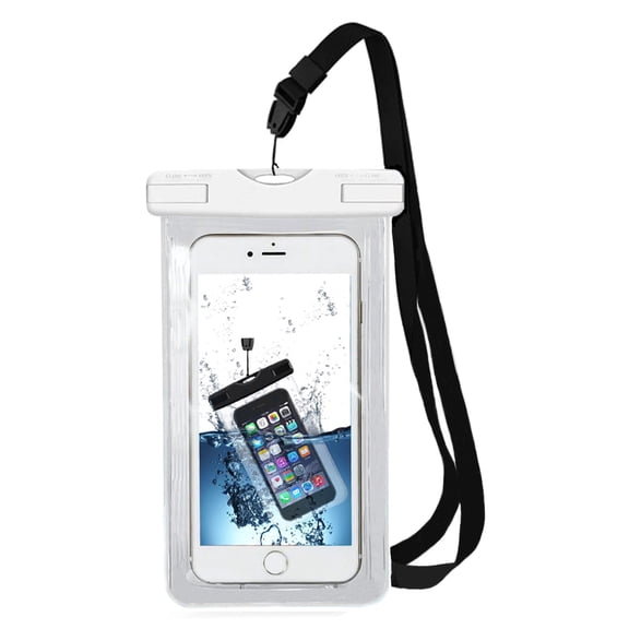 Waterproof Phone Pouch up to 6.7 inch – Floating Dry Bag with Strap for iPhone 16/15/14/13/12, Samsung Galaxy S24/S23/S22/S20 & More – Protective Case for Swimming/Beach – White by MMOBIEL