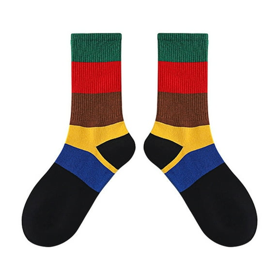 TOOYOU Boys Socks Athletic Basketball Sport Breathable Crew Soft Cotton Colorful Stripes Youth Socks For Outdoor Fashion School Sports Socks Mid Tube Socks