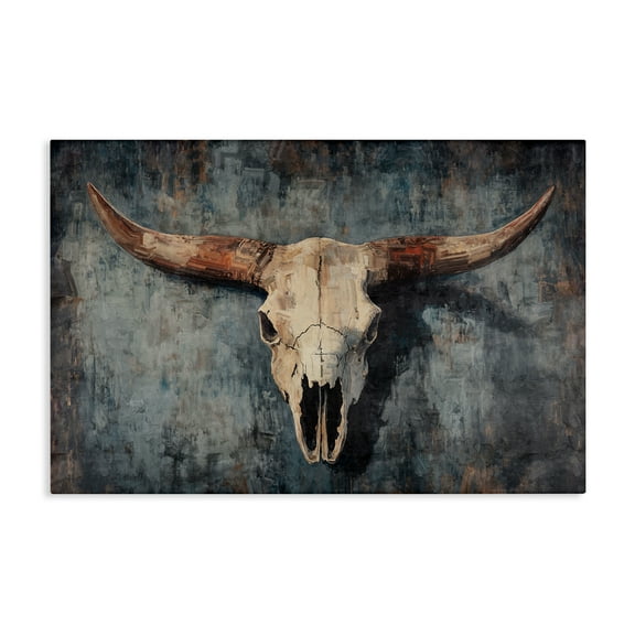 Stupell Industries Antique Distressed Cow Skull Canvas Wall Art design by Nina Blue, 16 x 24