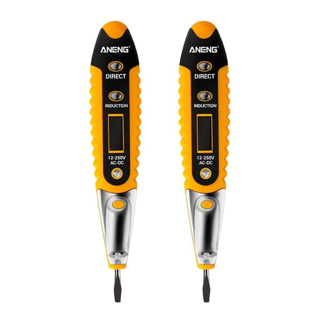 2x bolígrafo de prueba de voltaje CA / CC 12-250 de bolígrafo de voltios LED LCD Detector